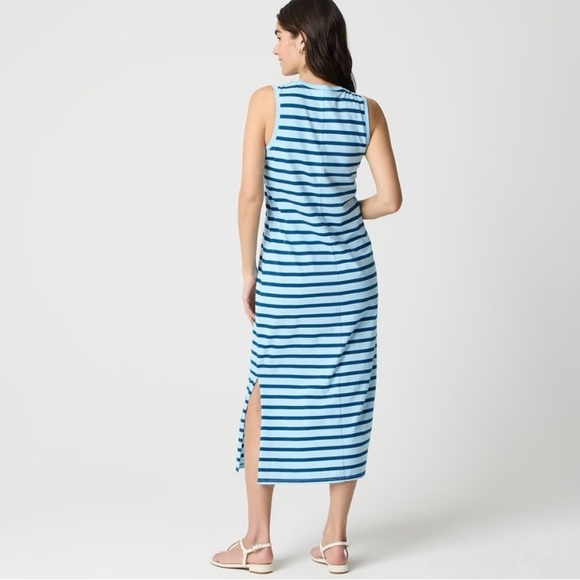 NEW J. Crew Striped Knit Midi Dress Daydream Blue Seaport Size Medium - Picture 3 of 6